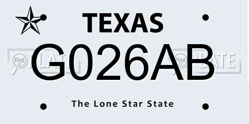 G026AB Texas License Plate