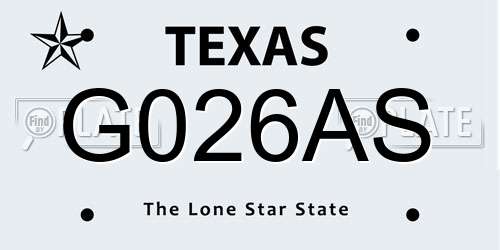 G026AS Texas License Plate