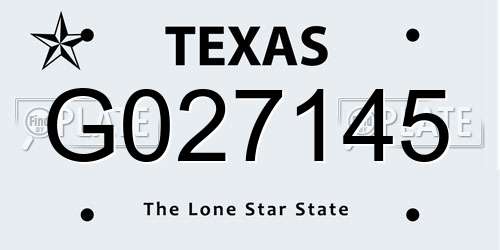 G027145 Texas License Plate