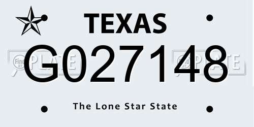 G027148 Texas License Plate