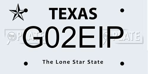 G02EIP Texas License Plate
