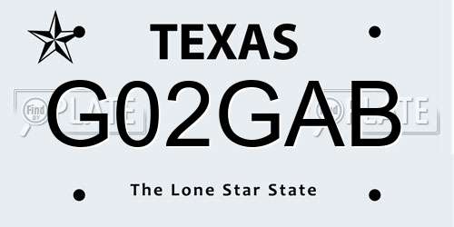 G02GAB Texas License Plate