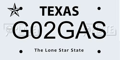 G02GAS Texas License Plate