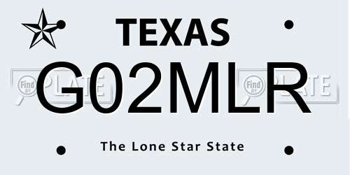 G02MLR Texas License Plate