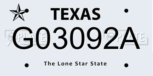G03092A Texas License Plate