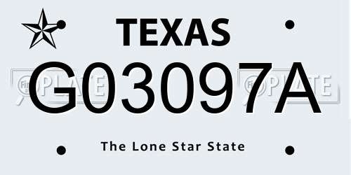 G03097A Texas License Plate