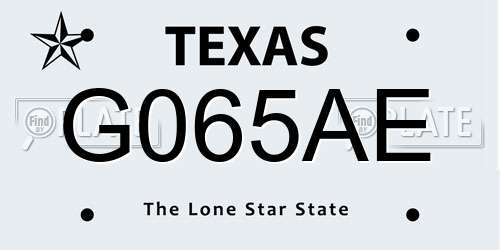 G065AE Texas License Plate