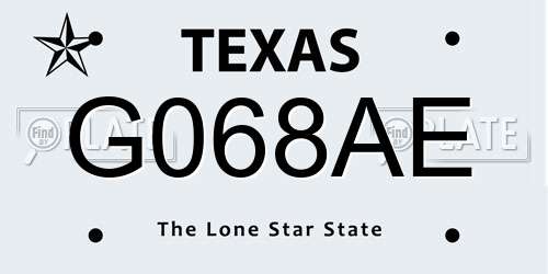 G068AE Texas License Plate