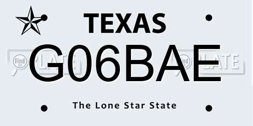 G06BAE Texas License Plate