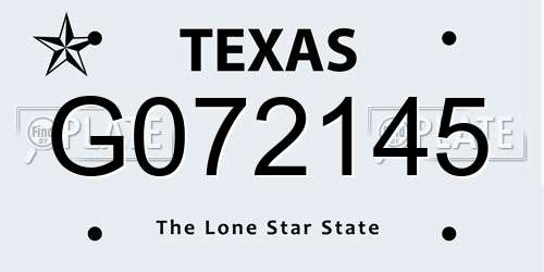 G072145 Texas License Plate