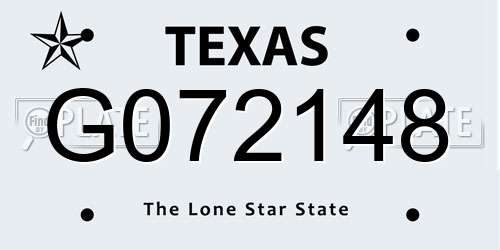 G072148 Texas License Plate