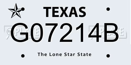 G07214B Texas License Plate