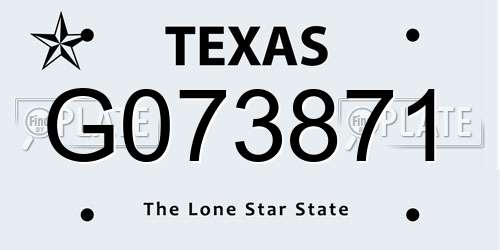 G073871 Texas License Plate