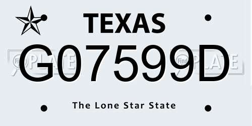 G07599D Texas License Plate
