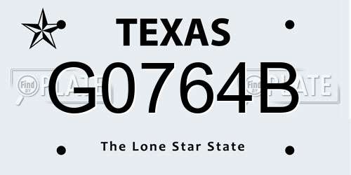 G0764B Texas License Plate