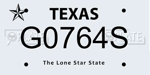 G0764S Texas License Plate