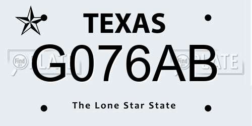G076AB Texas License Plate