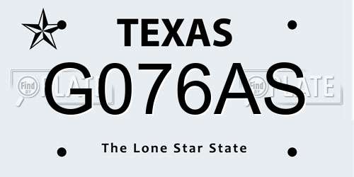 G076AS Texas License Plate
