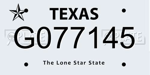 G077145 Texas License Plate