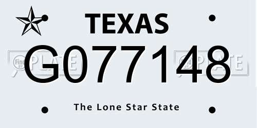 G077148 Texas License Plate