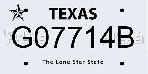 G07714B Texas License Plate