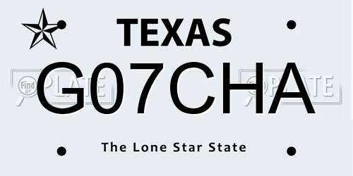 G07CHA Texas License Plate