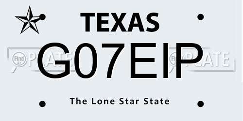 G07EIP Texas License Plate
