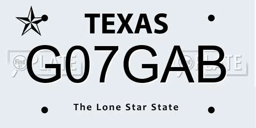 G07GAB Texas License Plate