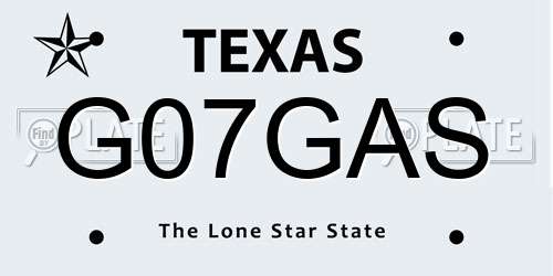 G07GAS Texas License Plate