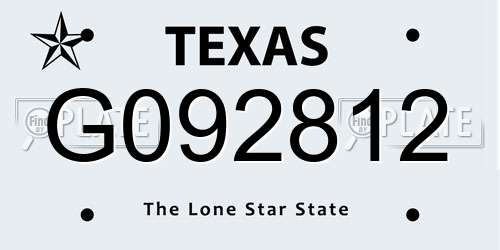 G092812 Texas License Plate