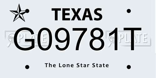 G09781T Texas License Plate