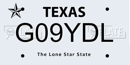 G09YDL Texas License Plate