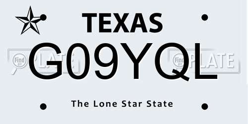 G09YQL Texas License Plate