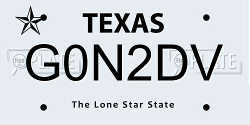G0N2DV Texas License Plate