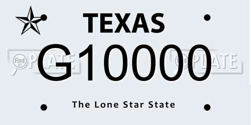 G10000 Texas License Plate