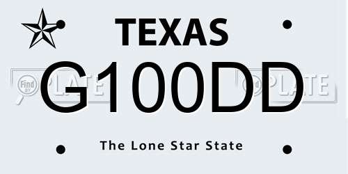 G100DD Texas License Plate