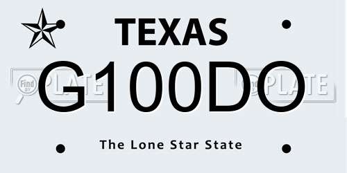 G100DO Texas License Plate