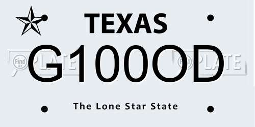 G100OD Texas License Plate