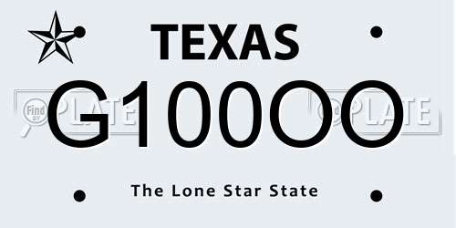 G100OO Texas License Plate