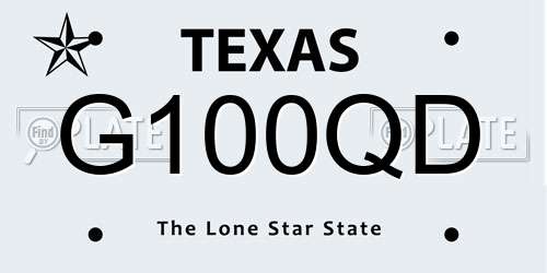 G100QD Texas License Plate