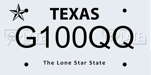 G100QQ Texas License Plate