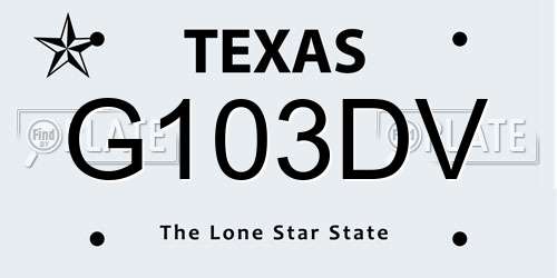G103DV Texas License Plate