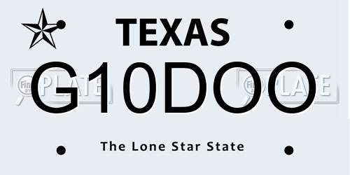 G10DOO Texas License Plate