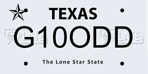 G10ODD Texas License Plate
