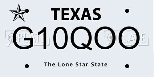 G10QOO Texas License Plate