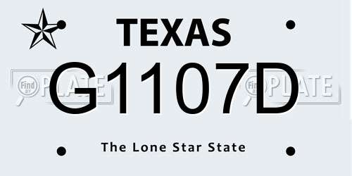 G1107D Texas License Plate