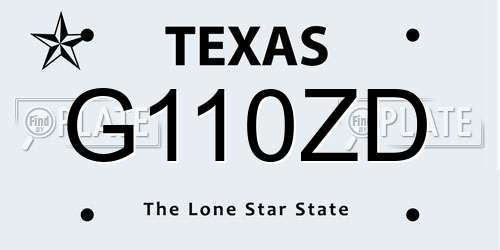 G110ZD Texas License Plate