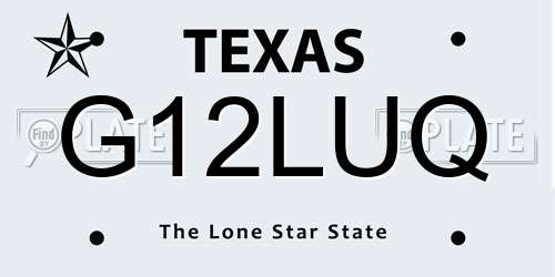 G12LUQ Texas License Plate