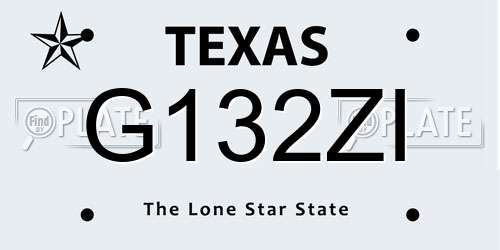 G132ZI Texas License Plate