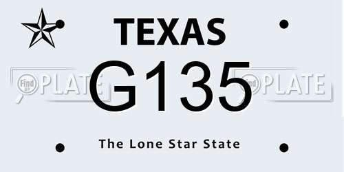 G135 Texas License Plate